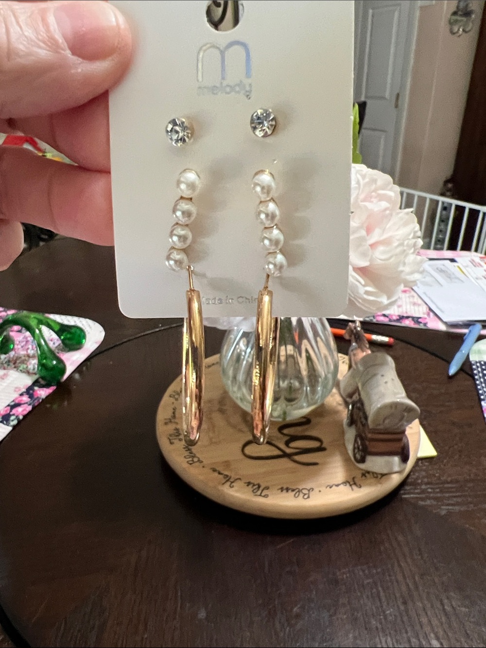 New Melody Gold Pearl Drop Earrings - Gold and Pearl